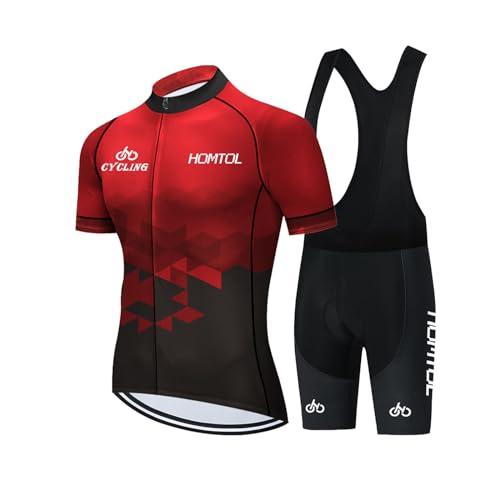 HOMTOL Radtrikot Set Herren Kurzarm Fahrradtrikot Rennrad Trikot Radhose Trägerhose Trikot Set Fahrradbekleidung Atmungsaktiv schnelltrocknend mit Gel Sitzpolster Damen für Radfahren MTB von HOMTOL