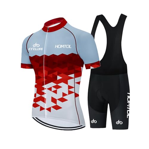 HOMTOL Radtrikot Set Herren Kurzarm Fahrradtrikot Rennrad Trikot Radhose Trägerhose Trikot Set Fahrradbekleidung Atmungsaktiv schnelltrocknend mit Gel Sitzpolster Damen für Radfahren MTB von HOMTOL