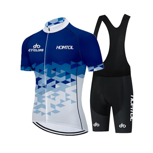 HOMTOL Radtrikot Set Herren Kurzarm Fahrradtrikot Rennrad Trikot Radhose Trägerhose Trikot Set Fahrradbekleidung Atmungsaktiv schnelltrocknend mit Gel Sitzpolster Damen für Radfahren MTB von HOMTOL