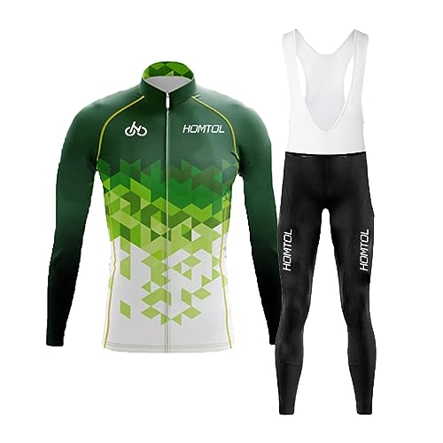 HOMTOL Radtrikot Set Herren Langarm Kurzarm Fahrradbekleidung Fahrradtrikot Triathlon Anzug Herren Fahrrad Trikots Atmungsaktiv Elastische Schnell Trocknend Trikot Radfahren MTB von HOMTOL