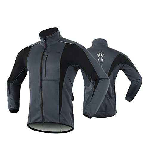 HOMTOL Thermo Fahrradjacke Herren Radjacke wasserdicht Winddicht Winter Thermal Atmungsaktiv Fahrradbekleidung Leicht Radjacke Wandern Radsport-Jacken Softshell Mantel von HOMTOL