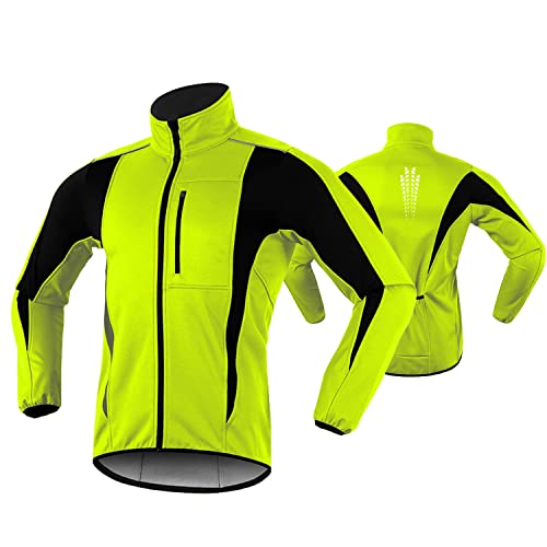 HOMTOL Thermo Fahrradjacke Herren Radjacke wasserdicht Winddicht Winter Thermal Atmungsaktiv Fahrradbekleidung Leicht Radjacke Wandern Radsport-Jacken Softshell Mantel von HOMTOL