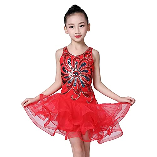 HOMU Lateinisches Tanzkleid für Mädchen, Tutu Rock, Paillettenkleid für Ballsaal Tanzkleidung, funkelndes Partykleid von HOMU