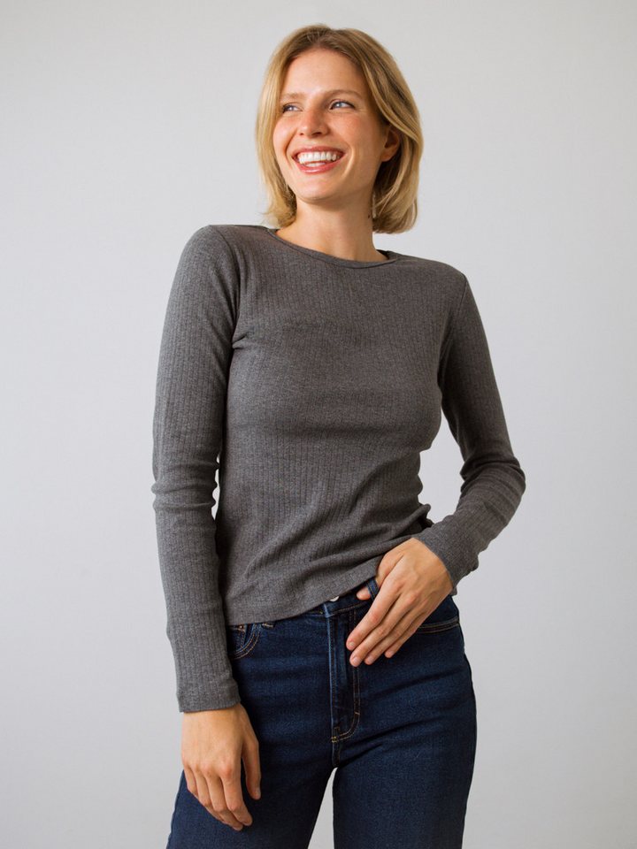 HONEST BASICS Langarmshirt mit Rippstoff aus Bio-Baumwolle von HONEST BASICS