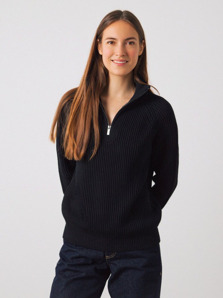 HONEST BASICS Strickpullover Half-Zip aus OCS und GRS zertifizierter Bio-Baumwolle von HONEST BASICS