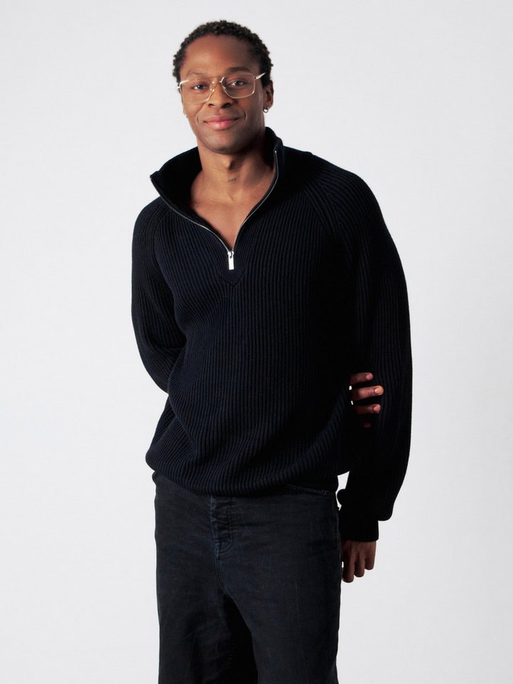 HONEST BASICS Strickpullover Half-Zip aus OCS und GRS zertifizierter Bio-Baumwolle von HONEST BASICS