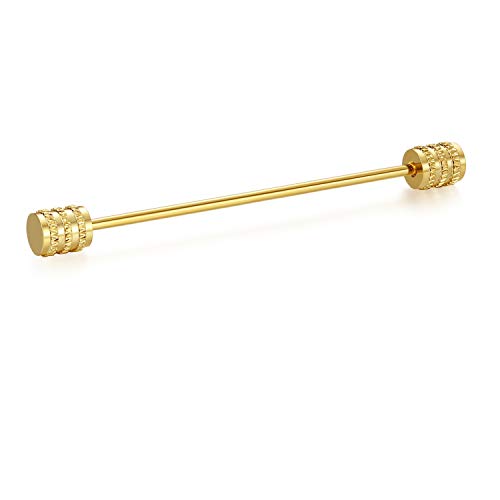 HONEY BEAR 1 Stück/3er Set Herren kragennadel Anzug Hemd Kragenstift Kragen Pins Bar Krawattenknoten Bar Edelstahl für Hochzeit Geschenk,Kegel Silber,MEHRWEG (Zylindrisch Gold) von HONEY BEAR