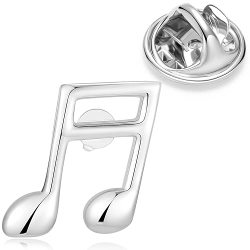 HONEY BEAR 1 Stück Broschen Pins Musical Musik Anmerkung für Herren/Damen Anzug Hemd, Geschäft Hochzeit Geschenk,Silber von HONEY BEAR