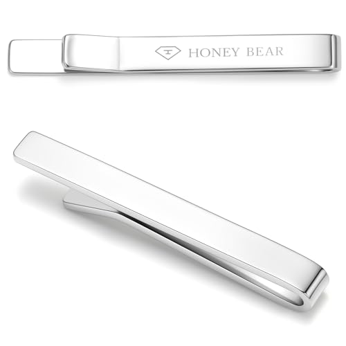 HONEY BEAR 5.4/6cm Krawattennadel Krawattenklammer für Herren Tie Clip Hemd Business Hochzeitsgeschenk 2.12/2.36inch (Glänzendes Silber 5.4cm) von HONEY BEAR