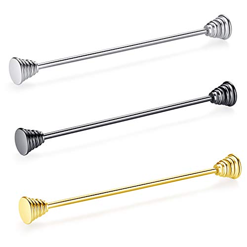 HONEY BEAR 3 Stück Set Herren kragennadel Anzug Hemd Kragenstift Kragen Pins Bar Krawattenknoten Bar Edelstahl für Hochzeit Geschenk,Kegel Silber,MEHRWEG (Turm ohne Box) von HONEY BEAR