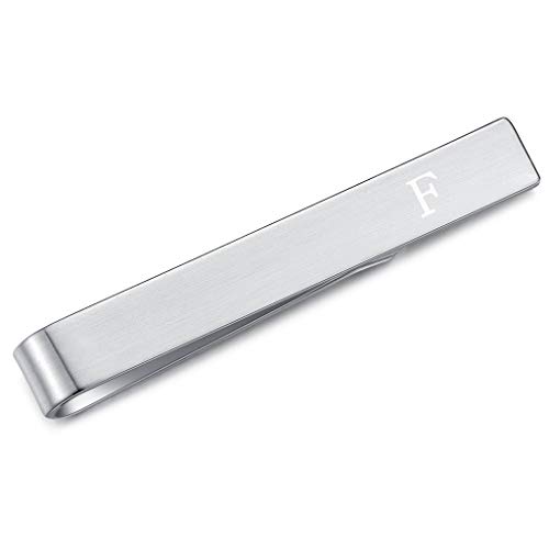 HONEY BEAR 4cm Herren Briefe Initialen Kinder Krawattennadel Krawattenklammer für schmale Krawatten Edelstahl Tie Clip (F) von HONEY BEAR
