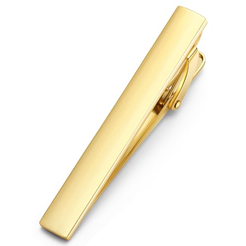 HONEY BEAR 5/5.4/6cm Herren Krawattennadel Krawattenklammer für Normale Krawatte Tie Clip 1.97"/2.12"/2.36" (Gold gebürstet Horizontal 6cm) von HONEY BEAR