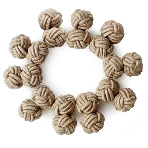 HONEY BEAR 5 Paar Herren/Damen Seide Stoff Knoten Seidenknoten Manschettenknöpfe Set (Hellbraun ohne Box) von HONEY BEAR