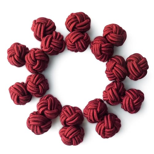 HONEY BEAR 5 Paar Herren/Damen Seide Stoff Knoten Seidenknoten Manschettenknöpfe Set (Dunkelrot ohne Box) von HONEY BEAR