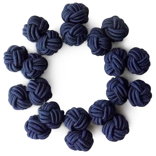 HONEY BEAR 5 Paar Herren/Damen Seide Stoff Knoten Seidenknoten Manschettenknöpfe Set (Marineblau ohne Box) von HONEY BEAR