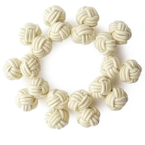 HONEY BEAR 5 Paar Herren/Damen Seide Stoff Knoten Seidenknoten Manschettenknöpfe Set mit Box (Beige mit Box) von HONEY BEAR