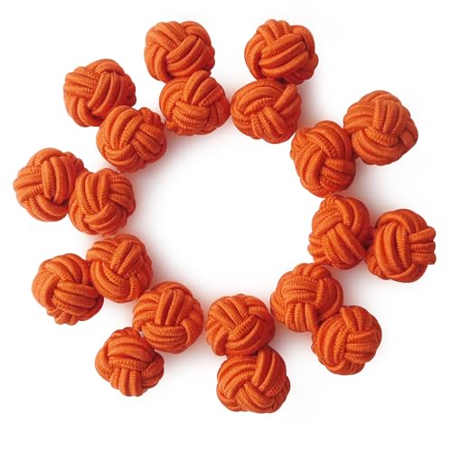 HONEY BEAR 5 Paar Herren/Damen Seide Stoff Knoten Seidenknoten Manschettenknöpfe Set, MEHRWEG (Orange mit Box) von HONEY BEAR