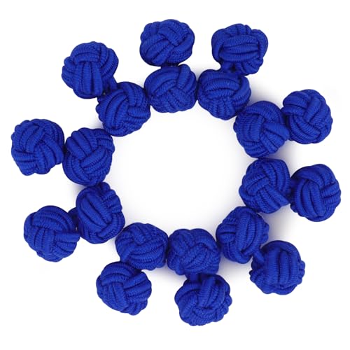 HONEY BEAR 5 Paar Herren/Damen Seide Stoff Knoten Seidenknoten Manschettenknöpfe Set mit Box (Blau Königs mit Box) von HONEY BEAR