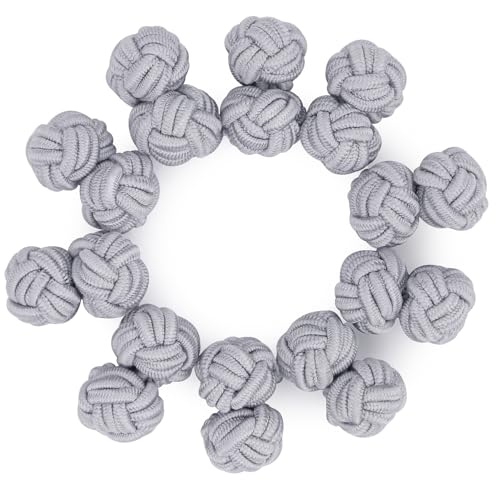 HONEY BEAR 5 Paar Herren/Damen Seide Stoff Knoten Seidenknoten Manschettenknöpfe Set (Grau Hell ohne Box) von HONEY BEAR