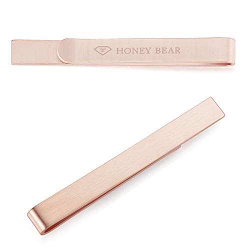 HONEY BEAR 5.4cm Herren Glänzend-Silber Krawattennadel Krawattenklammer Edelstahl Tie Clip (Rosé gold) von HONEY BEAR