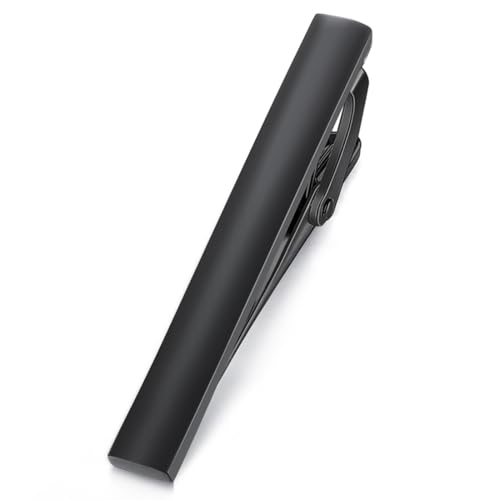 HONEY BEAR 5/5.4/6cm Herren Krawattennadel Krawattenklammer für Normale Krawatte Tie Clip 1.97"/2.12"/2.36" (Mattes Schwarz-6cm) von HONEY BEAR