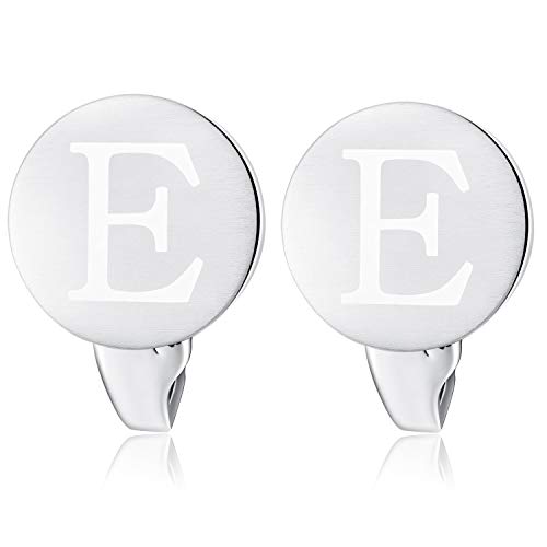 HONEY BEAR Briefe Initialen Buchstabe manschettenknöpfe Herren Edelstahl Hochzeit Cufflinks Manschettenknopf Gebürstetes Silber (E) von HONEY BEAR