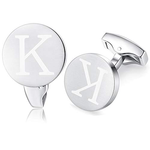 Honey Bear Briefe Initialen Buchstabe manschettenknöpfe Herren Edelstahl Hochzeit Cufflinks Manschettenknopf Gebürstetes Silber (K) von HONEY BEAR