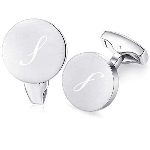 Honey Bear Briefe Initialen Buchstabe manschettenknöpfe Herren Edelstahl Hochzeit Cufflinks Manschettenknopf Gebürstetes Silber (S) von HONEY BEAR