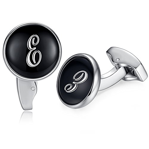 Honey Bear Briefe Initialen Buchstabe manschettenknöpfe Herren Edelstahl Hochzeit Cufflinks Manschettenknopf Schwarz (E) von HONEY BEAR