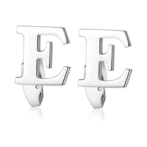 HONEY BEAR Briefe Initialen Buchstaben Manschettenknöpfe Herren Edelstahl Cufflinks Silber (E) von HONEY BEAR