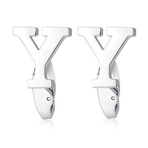 HONEY BEAR Briefe Initialen Buchstaben Manschettenknöpfe Herren Edelstahl Cufflinks Silber (Y) von HONEY BEAR