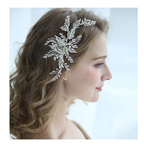 HONEY BEAR Damen Brautschmuck Blume Haarkämme Haar Klammern für Hochzeit, Kristall Strass mit Simulierte Perlen Haarschmuck, weiß,MEHRWEG (Kristall Blume 2) von HONEY BEAR
