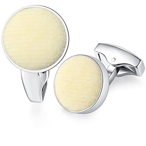 HONEY BEAR Herren Hochzeit Baumwolle Stoff Samt Manschettenknöpfe Cufflinks Manschettenknopf,Runden von HONEY BEAR