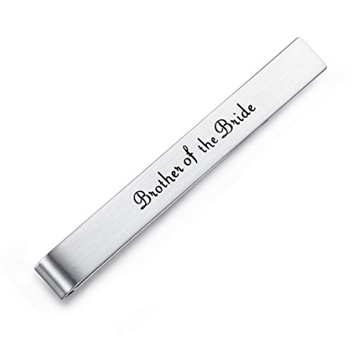 HONEY BEAR Herren Hochzeit Heirat Krawattennadel Krawattenklammer für Normale Krawatte Edelstahl Tie Clip,5.4cm,Silber,MEHRWEG (Brother of the Bride) von HONEY BEAR