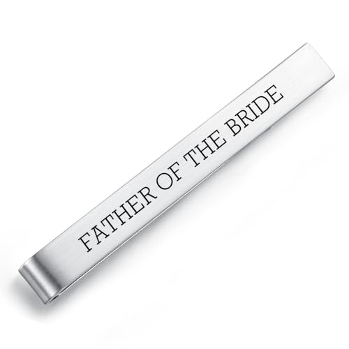 HONEY BEAR Herren Hochzeit Heirat Krawattennadel Krawattenklammer für Normale Krawatte Edelstahl Tie Clip,5.4cm,Silber Gebürstet,MEHRWEG (Father of the Bride) von HONEY BEAR