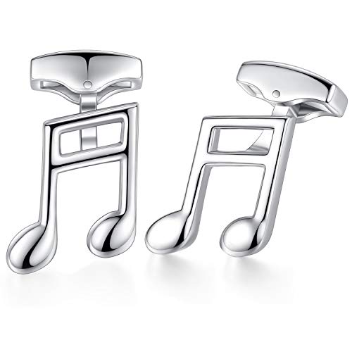 HONEY BEAR Herren Hochzeit Music Note Quaver Manschettenknöpfe Cufflinks Edelstahl Manschettenknopf,Silber,MEHRWEG von HONEY BEAR