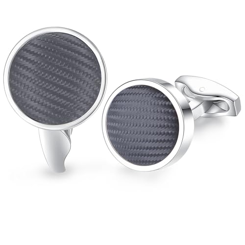 HONEY BEAR Herren Hochzeit Nylon Streifenlinie Muster Stoff Manschettenknöpfe Cufflinks Manschettenknopf,Runden,MEHRWEG (Grau) von HONEY BEAR