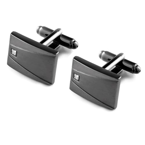 HONEY BEAR Herren Manschettenknöpfe Rechteck mit Kristall Hochzeit Cufflinks Manschettenknopf,Schwarz von HONEY BEAR