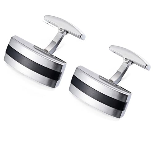 HONEY BEAR Herren Rechteck Manschettenknöpfe Hochzeit Cufflinks Manschettenknopf Silber mit Schwarz HONEY BEAR Herren Rechteck Manschettenknöpfe Hochzeit Cufflinks Manschettenknopf Silber mit Schwarz von HONEY BEAR
