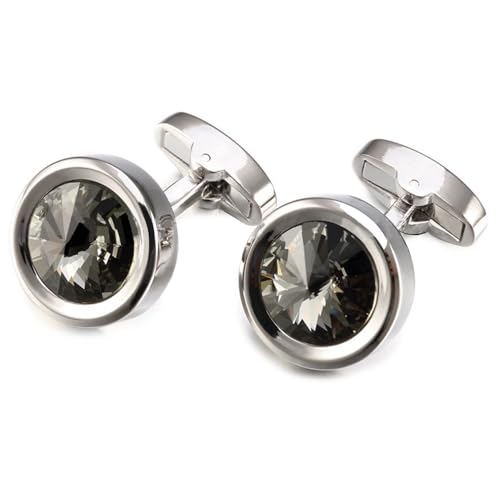 HONEY BEAR Herren Rund Manschettenknöpfe mit Kristall Hochzeit Cufflinks Manschettenknopf (Grau 17mm) HONEY BEAR Herren Rund Manschettenknöpfe mit Kristall Hochzeit Cufflinks Manschettenknopf (Grau 17mm) von HONEY BEAR