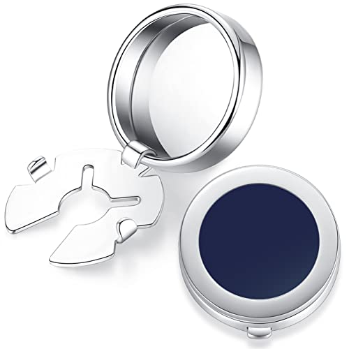 HONEY BEAR Herren Weiß Perle Schale Stein/Schwarz Achat Onyx Manschettenknöpfe Cufflinks Edelstahl Manschettenknopf, ButtonCuff Knopfclips für gewöhnliche Hemden (Blau) von HONEY BEAR