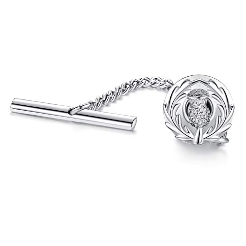 HONEY BEAR Herren Tie Pin Tack Krawattennadel Schottische Schottische Distel für Hemdzubehör,Geschäftliches Hochzeitsgeschenk,Silber,MEHRWEG von HONEY BEAR