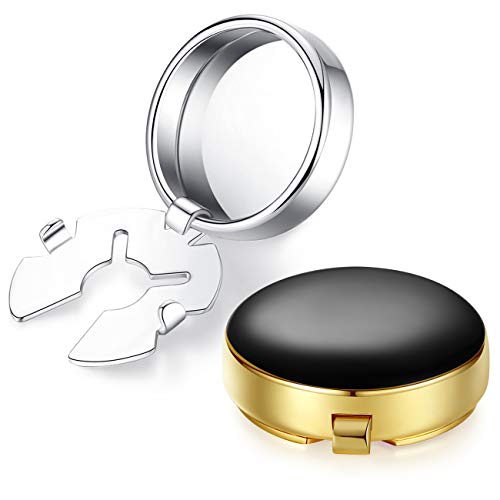 HONEY BEAR Herren Weiß Perle Schale Stein/Schwarz Achat Onyx Manschettenknöpfe Cufflinks Edelstahl Manschettenknopf, ButtonCuff Knopfclips für gewöhnliche Hemden,MEHRWEG (Schwarz mit Gold) von HONEY BEAR