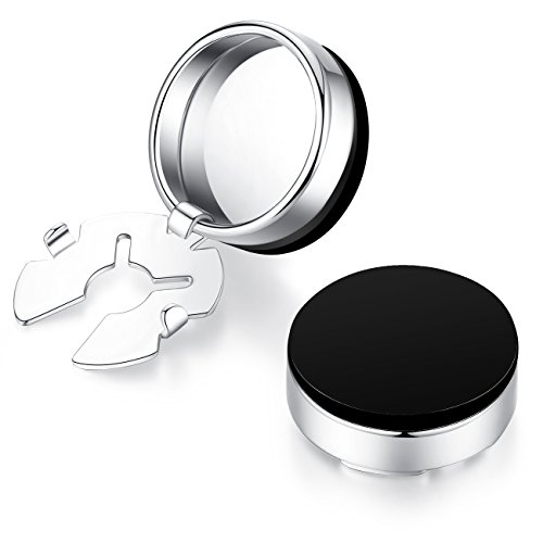 HONEY BEAR Herren Weiß Perle Schale Stein/Schwarz Achat Onyx Manschettenknöpfe Cufflinks Edelstahl Manschettenknopf für Hemd, Hochzeit Geschäft Geschenk (Schwarz) von HONEY BEAR