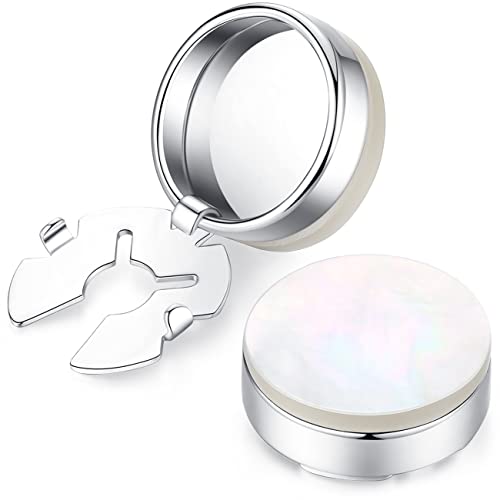 HONEY BEAR Herren Weiß Perle Schale Stein/Schwarz Achat Onyx Manschettenknöpfe Cufflinks Edelstahl Manschettenknopf für Hemd, Hochzeit Geschäft Geschenk (Silber) von HONEY BEAR