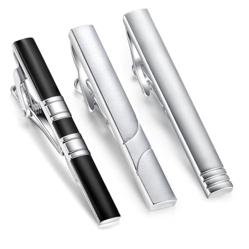 HONEY BEAR 3pcs Hochwertig Herren Krawattennadel Krawattenklammer Tie Clip Set aus Edelstahl,5.4cm,MEHRWEG (mit Box) von HONEY BEAR