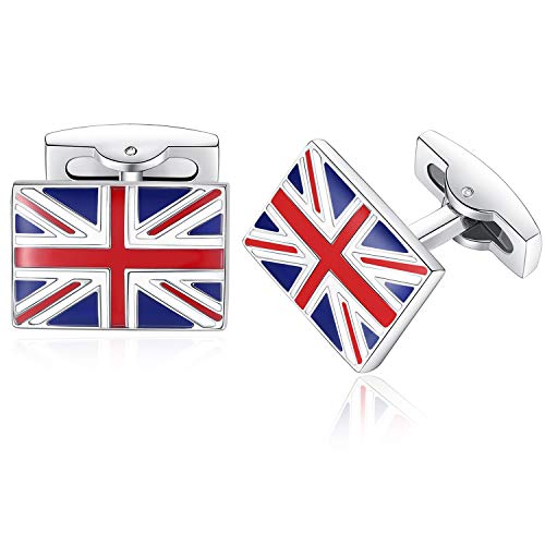 HONEY BEAR UK Flag Manschettenknöpfe für Männer, GB Vereinigtes Königreich British Britain Edelstahl, für Business Hochzeitsgeschenk,MEHRWEG HONEY BEAR UK Flag Manschettenknöpfe für Männer, GB Vereinigtes Königreich British Britain Edelstahl, für Business Hochzeitsgeschenk,MEHRWEG von HONEY BEAR