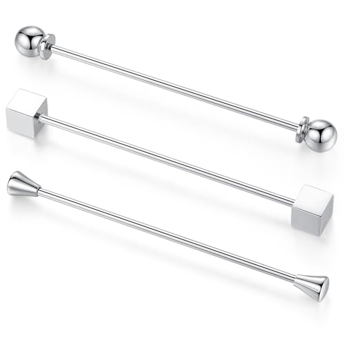 Honey Bear 3 Stück Set Herren kragennadel Anzug Hemd Kragenstift Kragen Pins Bar Krawattenknoten Bar Edelstahl für Hochzeit Geschenk,Kegel Silber,MEHRWEG (Stil mischen Silber mit Box D) von HONEY BEAR