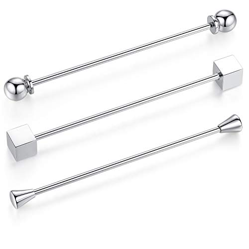 Honey Bear 3 Stück Set Herren kragennadel Anzug Hemd Kragenstift Kragen Pins Bar Krawattenknoten Bar Edelstahl für Hochzeit Geschenk,Kegel Silber,MEHRWEG (Stil mischen Silber ohne Box D) von HONEY BEAR