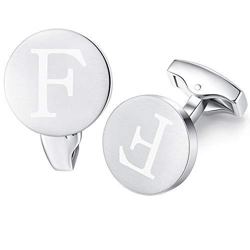 Honey Bear Briefe Initialen Buchstabe manschettenknöpfe Herren Edelstahl Hochzeit Cufflinks Manschettenknopf Gebürstetes Silber (F) von HONEY BEAR